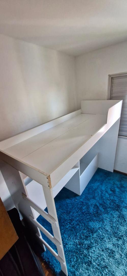 Cama solteiro multifuncional  em MDF Branco 148 cm x 125 cm x 192 cm