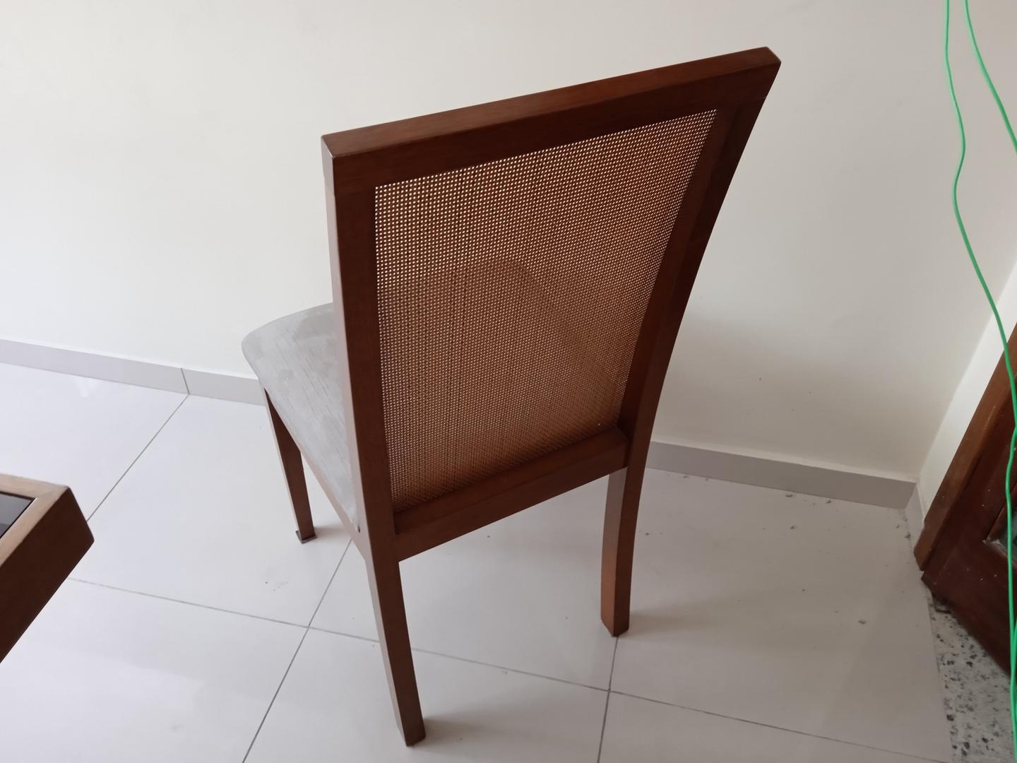 Cadeira de jantar estofada fixa s/ braços em Estofado / MDF Marrom 96 cm x 47 cm x 50 cm