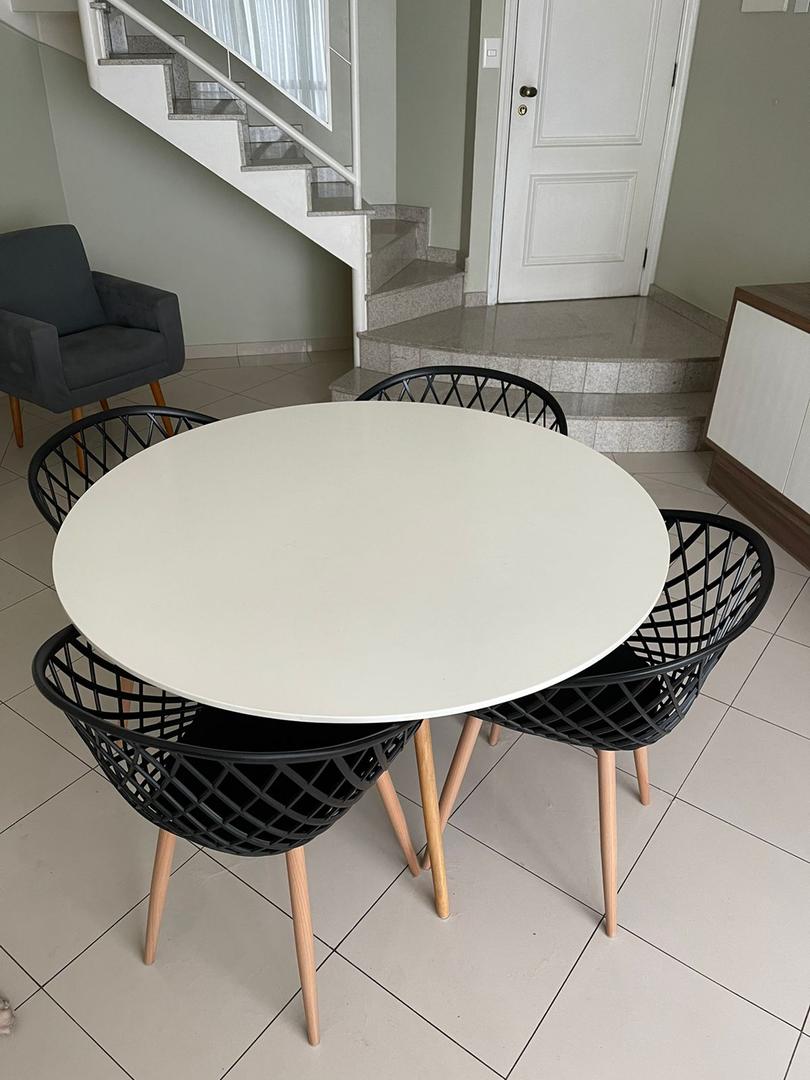 Mesa de Jantar Sem Cadeiras em Madeira / MDF Branco 75 cm x 120 cm x 120 cm