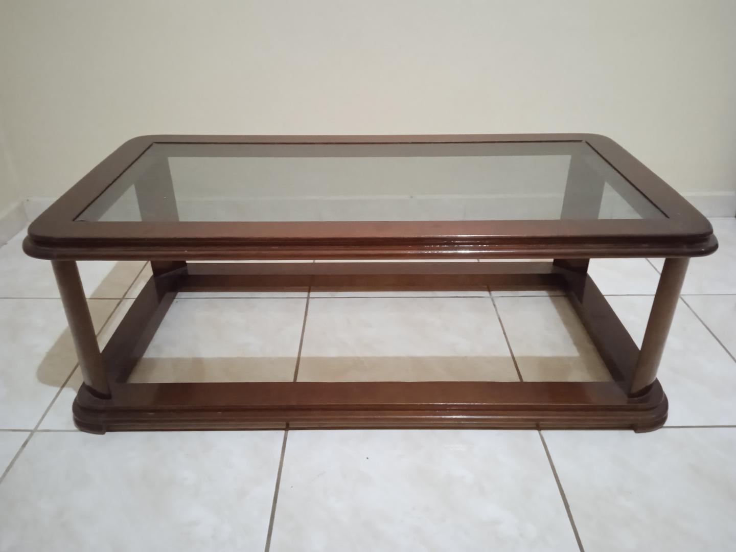 Mesa de centro em MDF / Vidro Marrom 36 cm x 100 cm x 53 cm