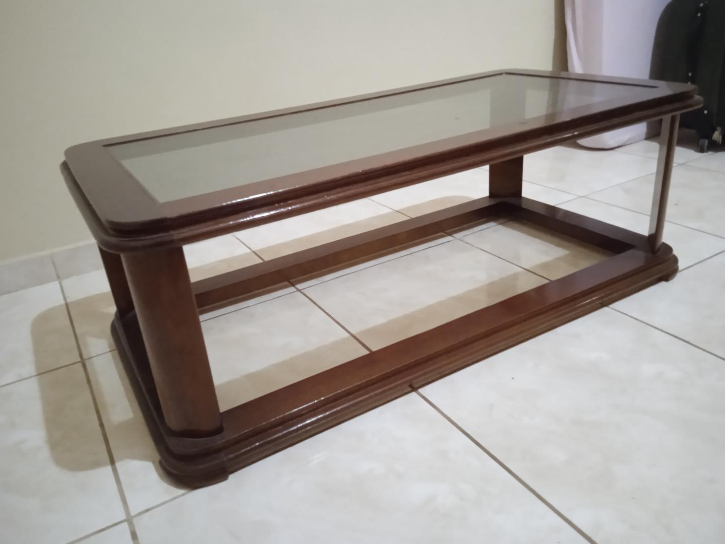 Mesa de centro em MDF / Vidro Marrom 36 cm x 100 cm x 53 cm