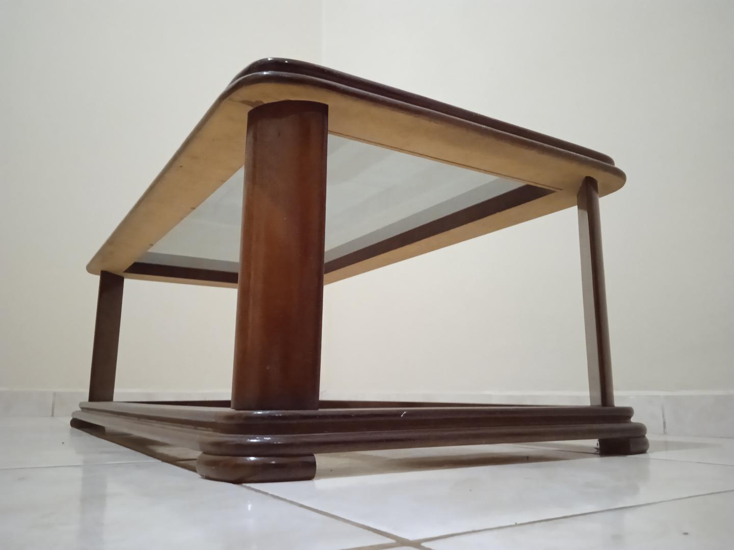 Mesa de centro em MDF / Vidro Marrom 36 cm x 100 cm x 53 cm