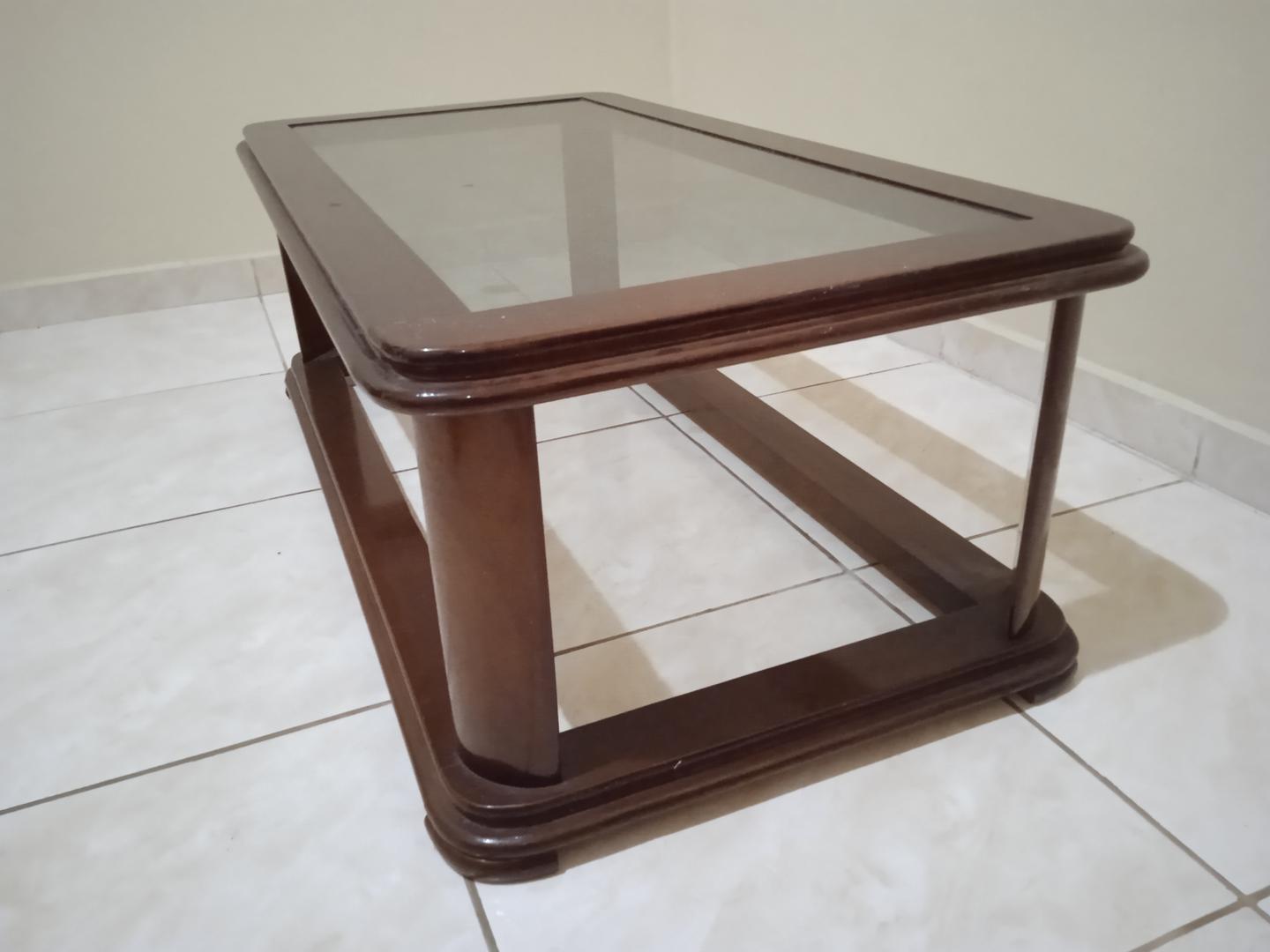 Mesa de centro em MDF / Vidro Marrom 36 cm x 100 cm x 53 cm