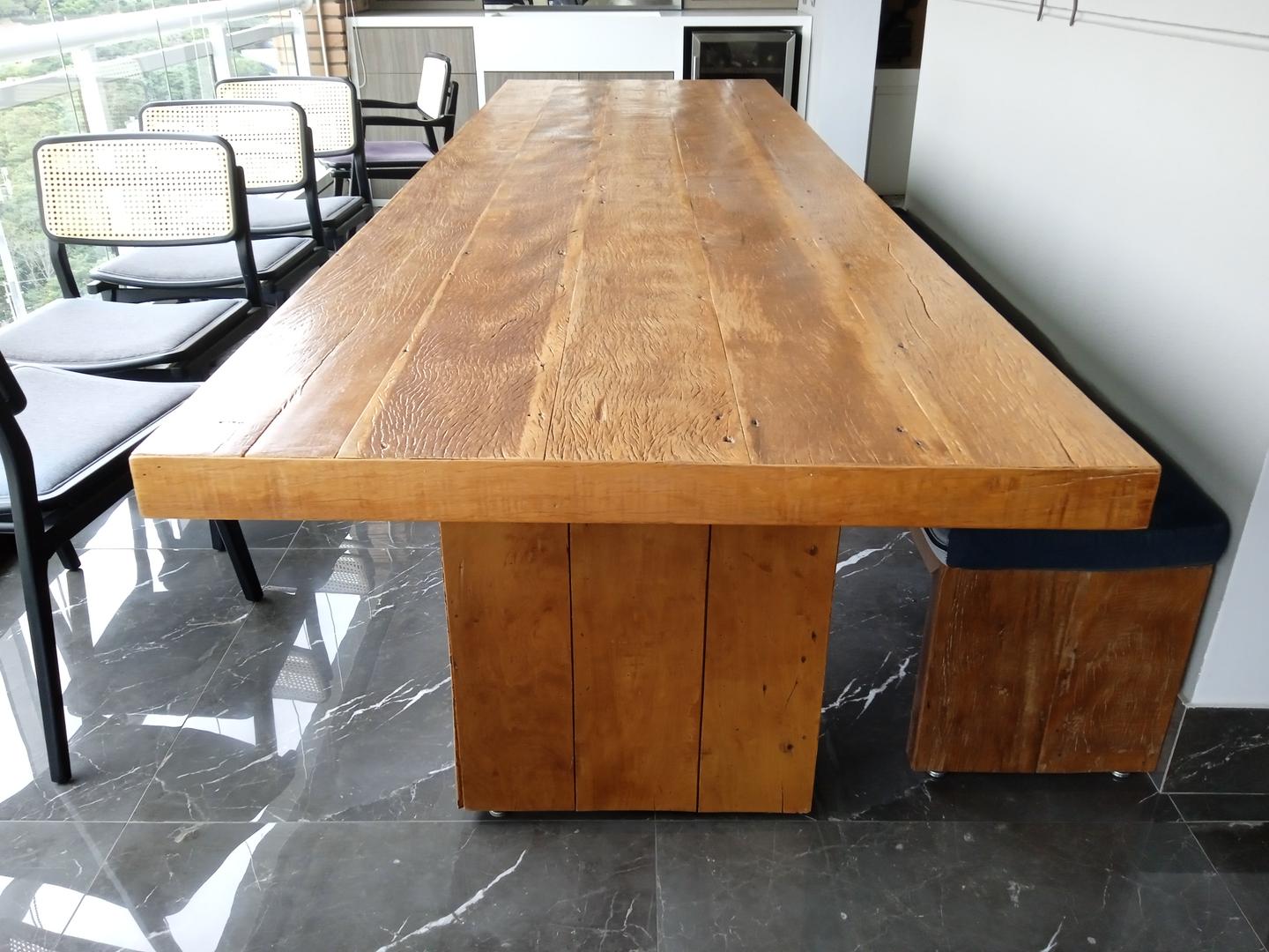 Mesa de jantar s/ cadeiras em Madeira Marrom 82 cm x 300 cm x 90 cm