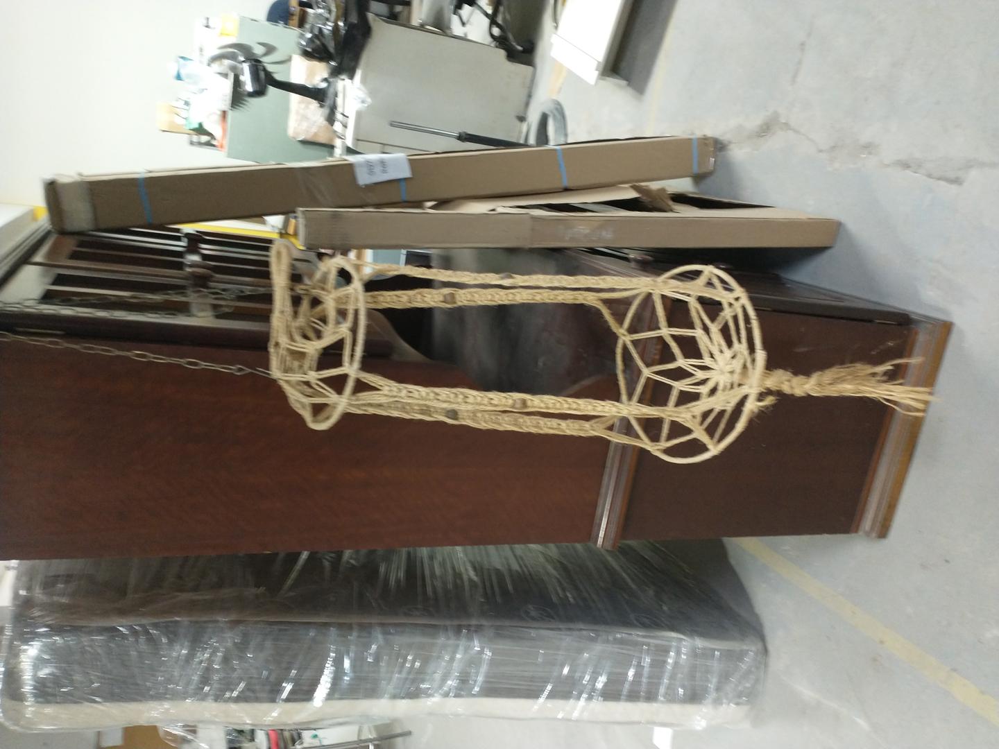 Suporte em Macrame/Objeto de decoração em Palha Bege 140 cm x 35 cm x 35 cm