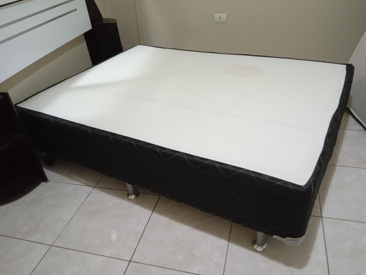 Cama box de casal padrão Ortobom em Tecido / Madeira Branco 45 cm x 138 cm x 188 cm