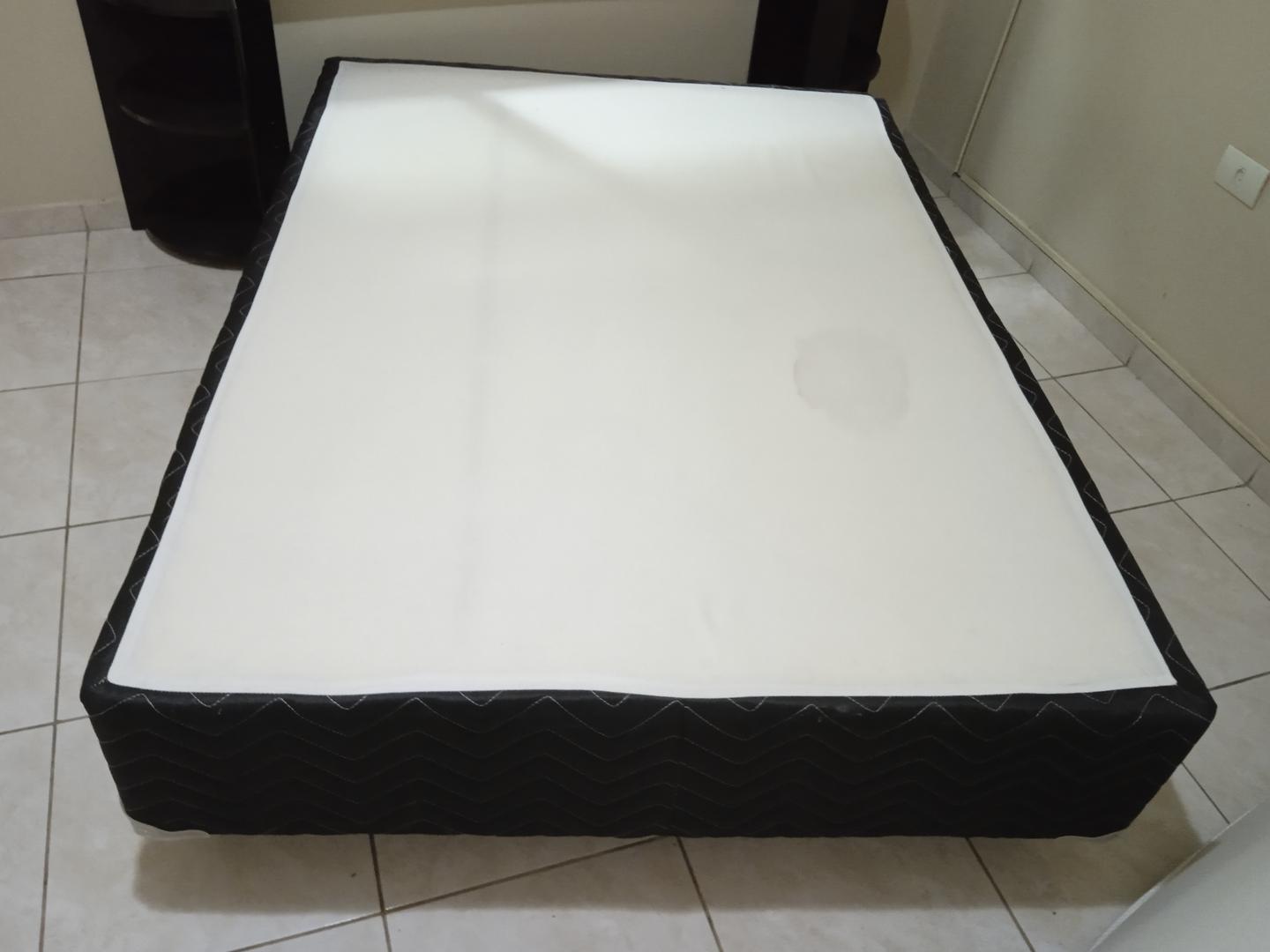 Cama box de casal padrão Ortobom em Tecido / Madeira Branco 45 cm x 138 cm x 188 cm