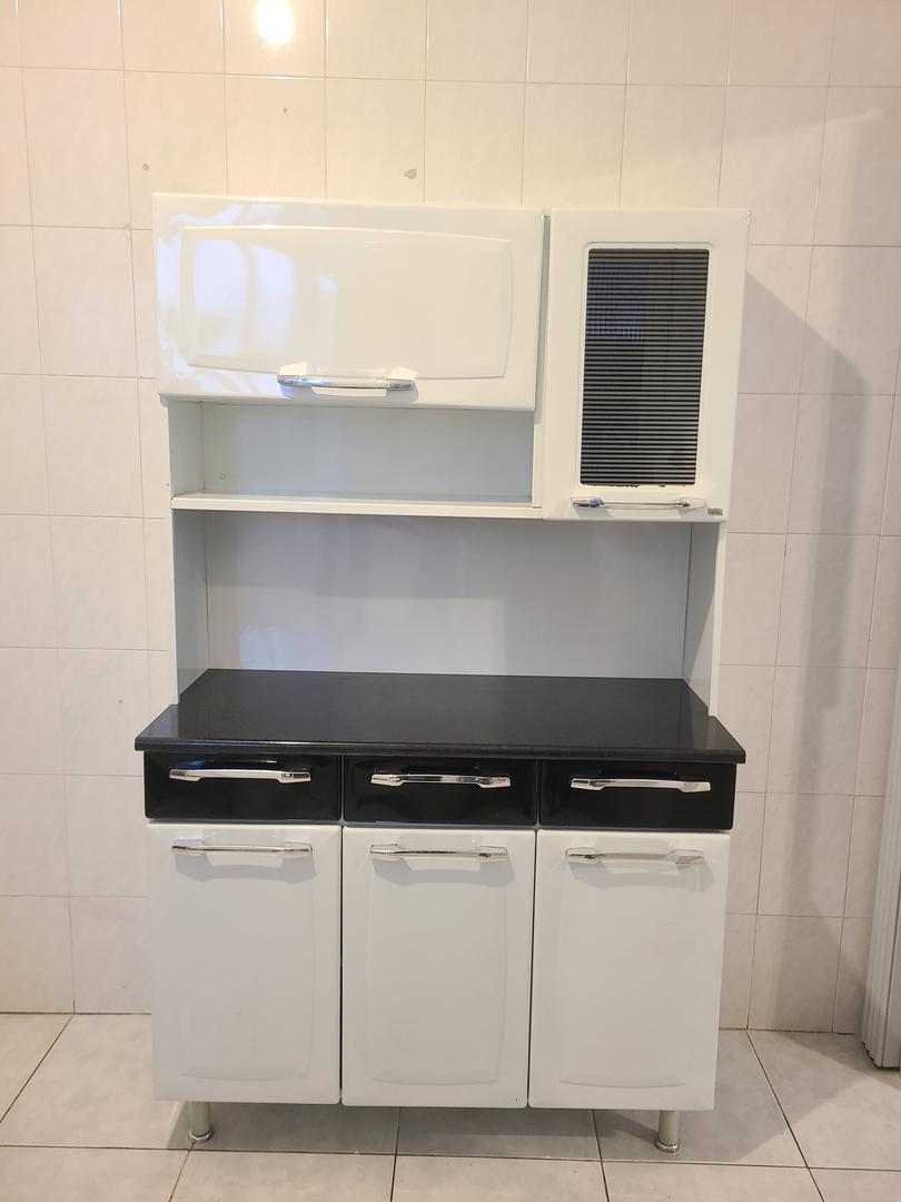 Armário de cozinha c/ 5 portas 3 gavetas e 1 nicho em Aço Branco 178 cm x 105 cm x 46 cm