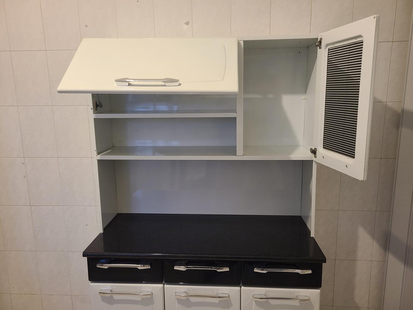 Armário de cozinha c/ 5 portas 3 gavetas e 1 nicho em Aço Branco 178 cm x 105 cm x 46 cm