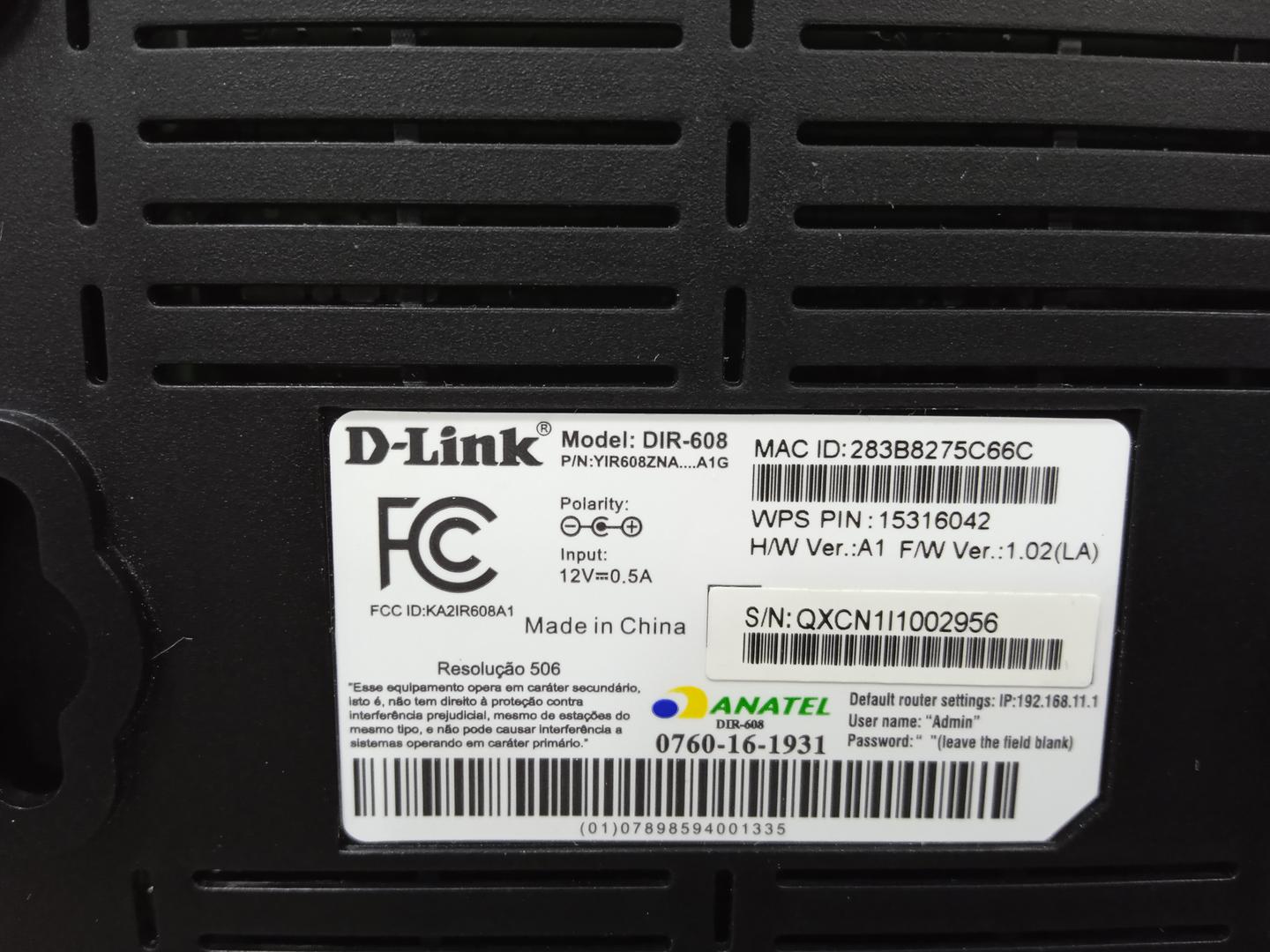 Antena D-link DIR-608 em Plástico Preto 8 cm x 12 cm x 3 cm