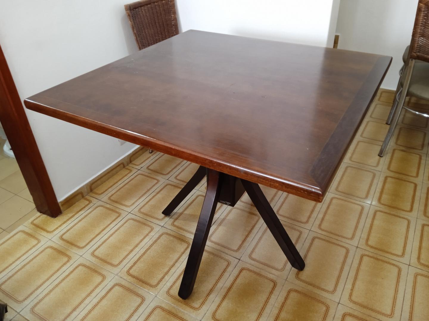 Mesa de Apoio quadrada Franco Bachot em Madeira Marrom 78 cm x 90 cm x 90 cm