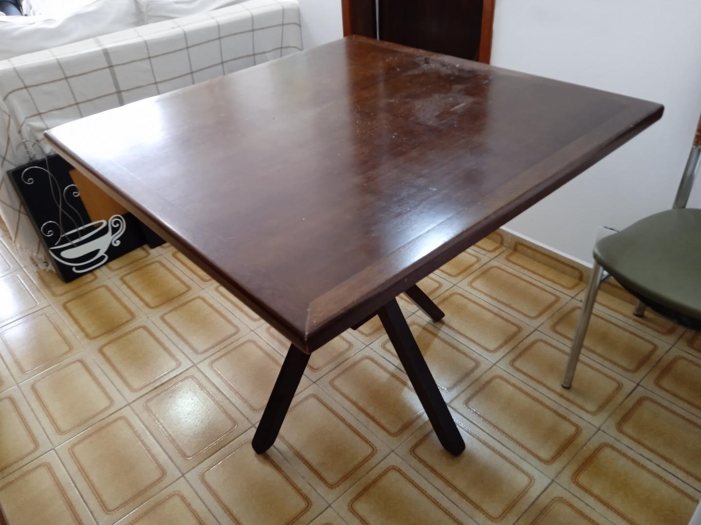 Mesa de Apoio quadrada Franco Bachot em Madeira Marrom 78 cm x 90 cm x 90 cm