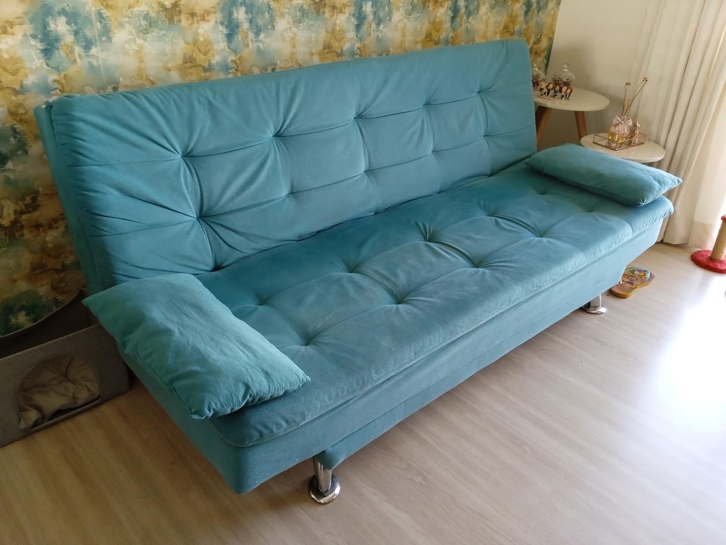 Sofá Cama Linoforte em Estofado / Tecido Azul 86 cm x 200 cm x 93 cm