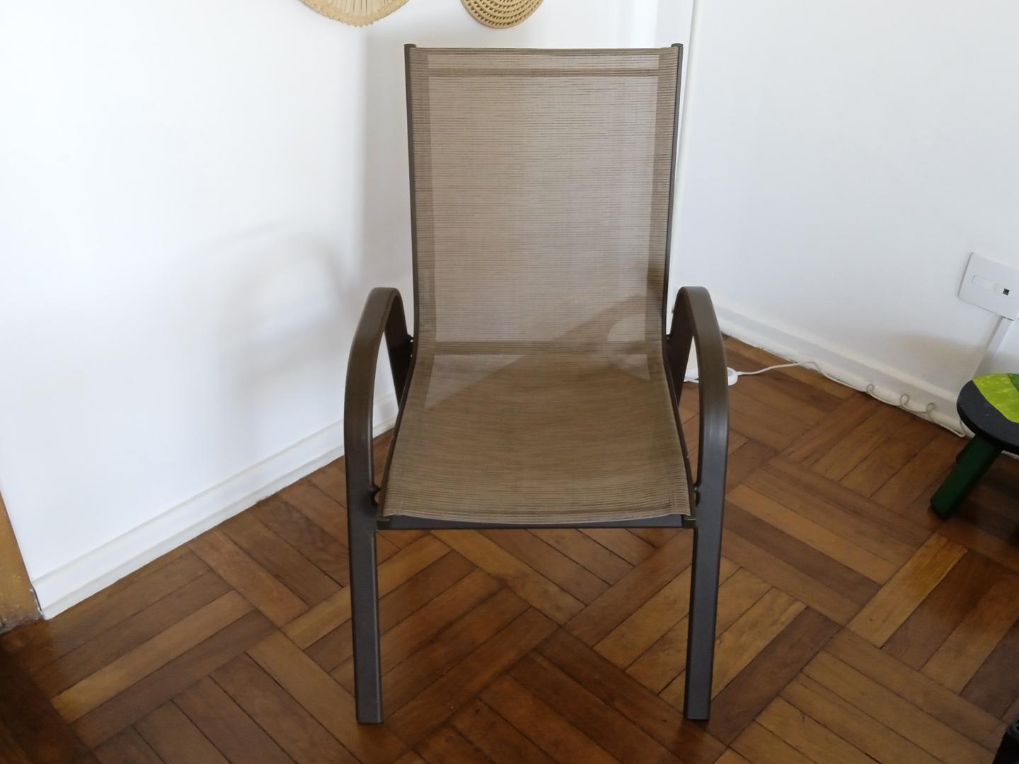 Cadeira fixa c/ braços em Aço / Tecido Marrom 88 cm x 56 cm x 65 cm