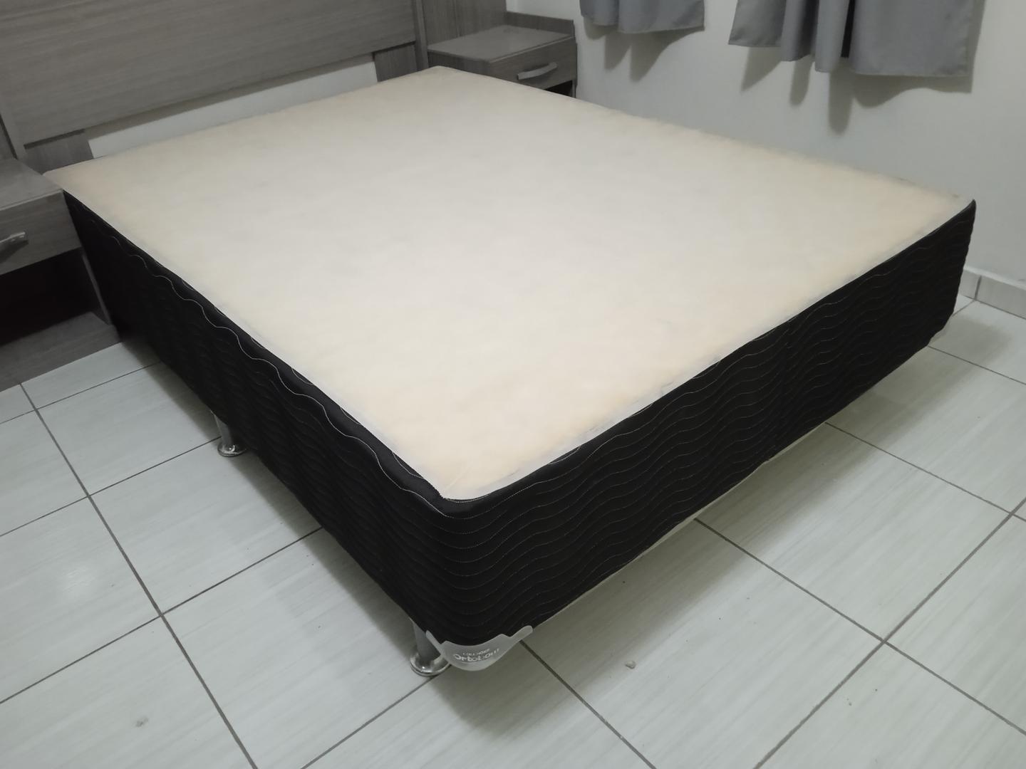 Cama box de casal padrão Ortobom em Tecido / MDF Preto 45 cm x 190 cm x 140 cm