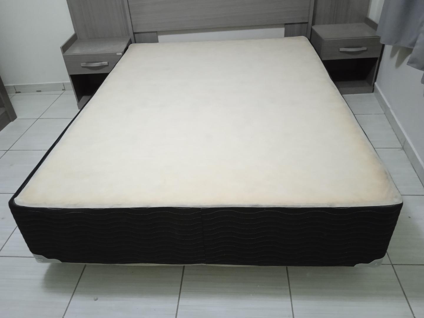 Cama box de casal padrão Ortobom em Tecido / MDF Preto 45 cm x 190 cm x 140 cm