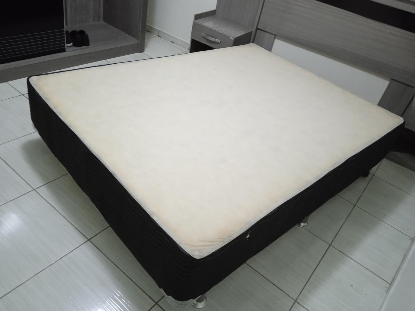 Cama box de casal padrão Ortobom em Tecido / MDF Preto 45 cm x 190 cm x 140 cm