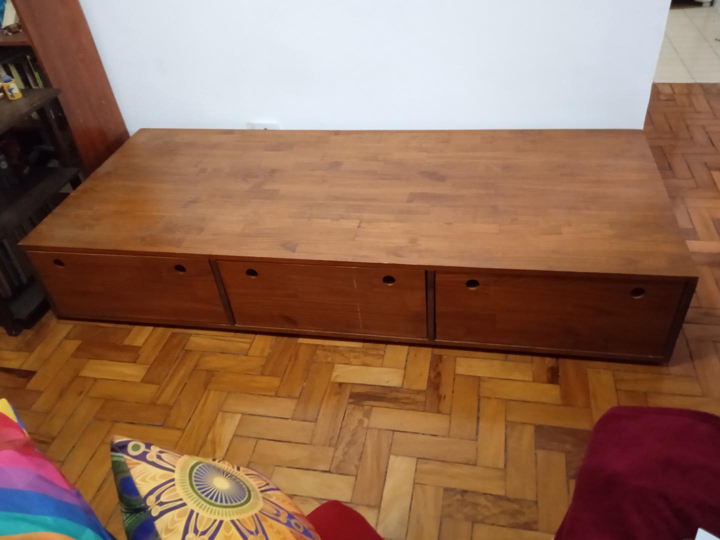 Cama de Solteiro c/ 3 Gavetas em Madeira Marrom 32 cm x 190 cm x 80 cm