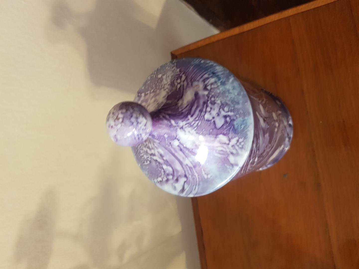 Pote de cerâmica c/ tampa em Cerâmica Roxo 35 cm x 13 cm x 13 cm