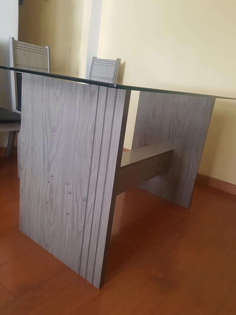 Mesa de jantar em MDF / Vidro Marrom 80 cm x 89 cm x 160 cm