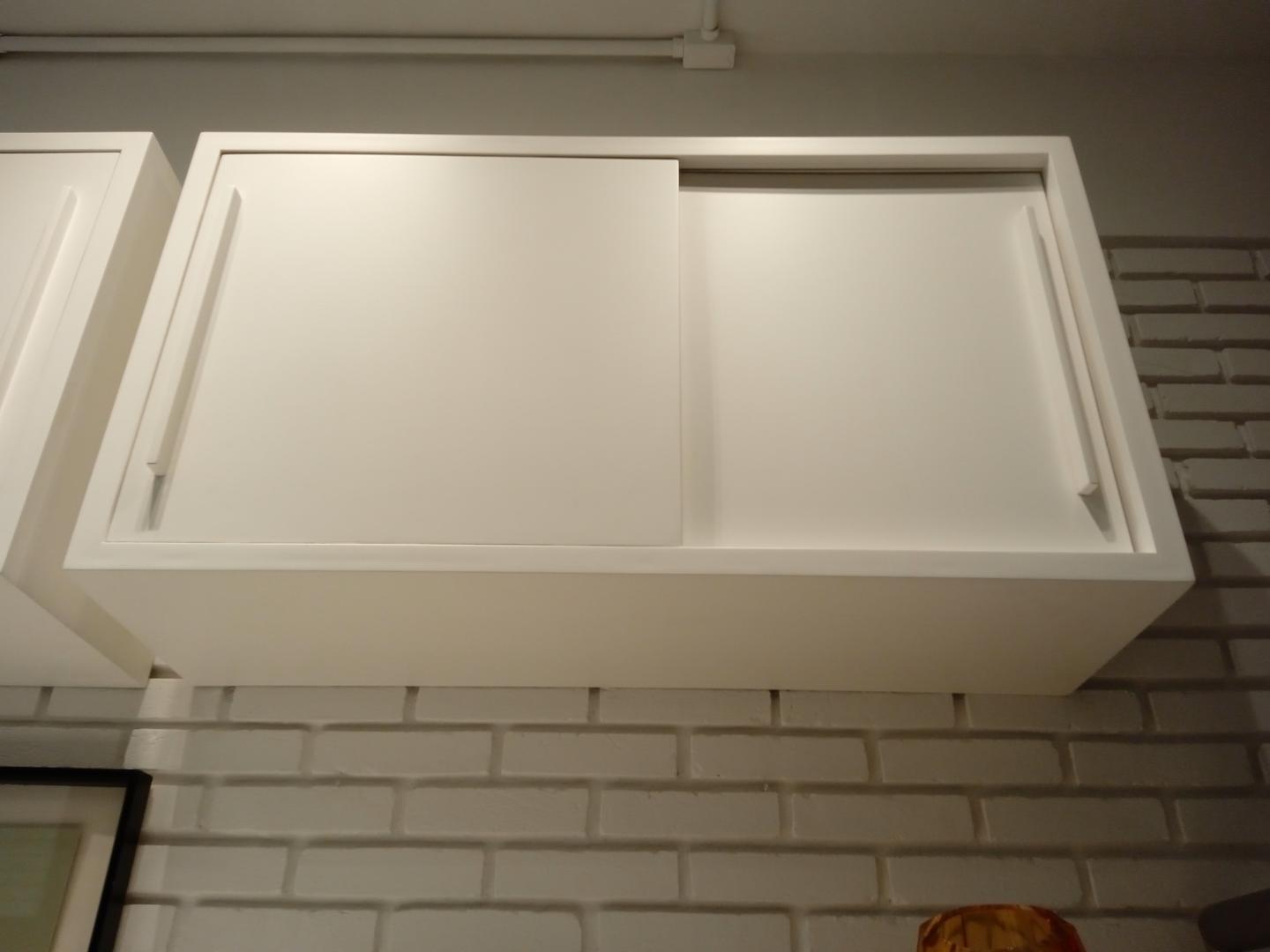 Armário de cozinha aéreo c/ 2 portas de correr em MDF Branco 64 cm x 103 cm x 36 cm