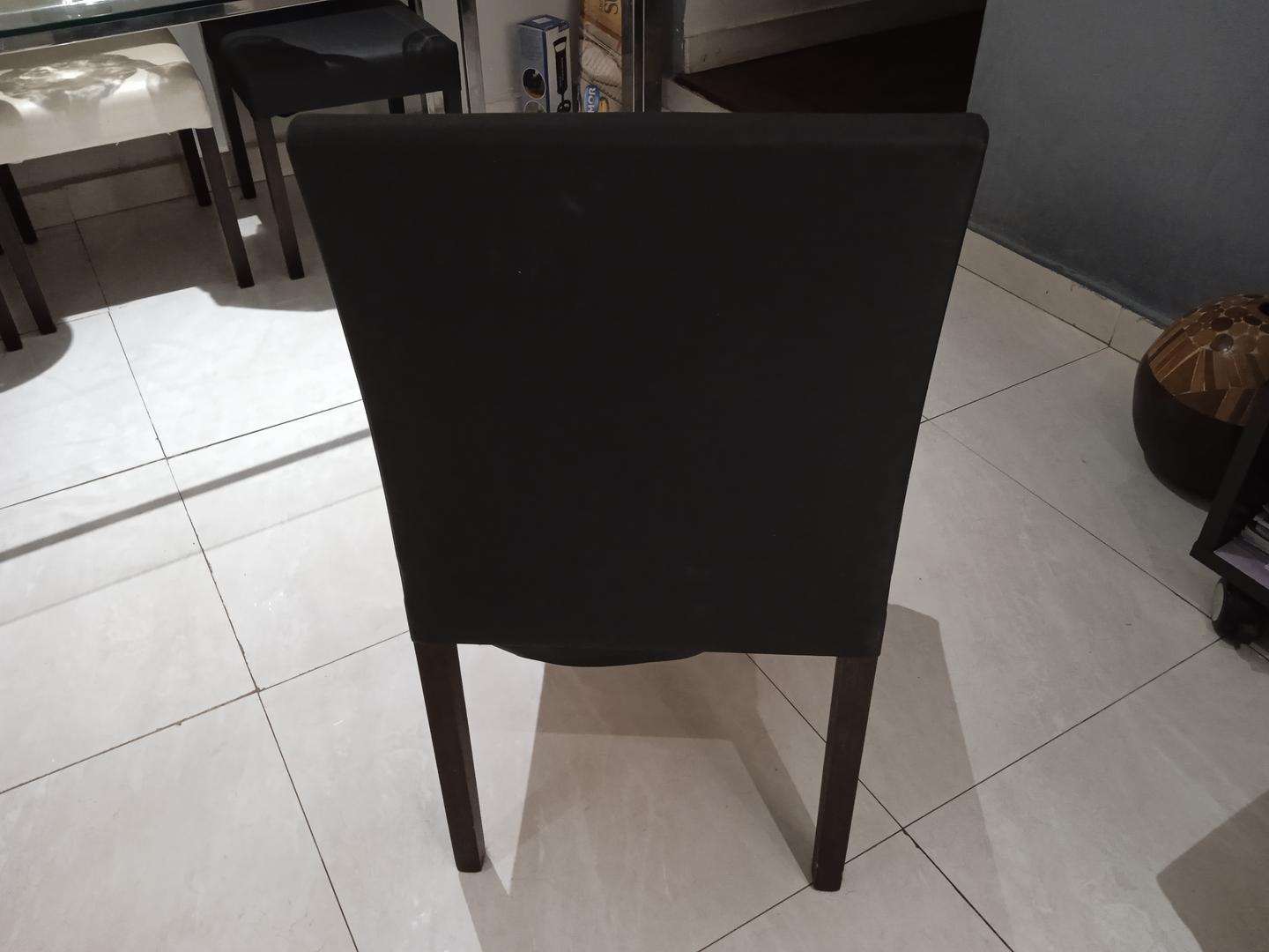 Cadeira de jantar estofada fixa s/ braços em Tecido Preto 88 cm x 46 cm x 50 cm