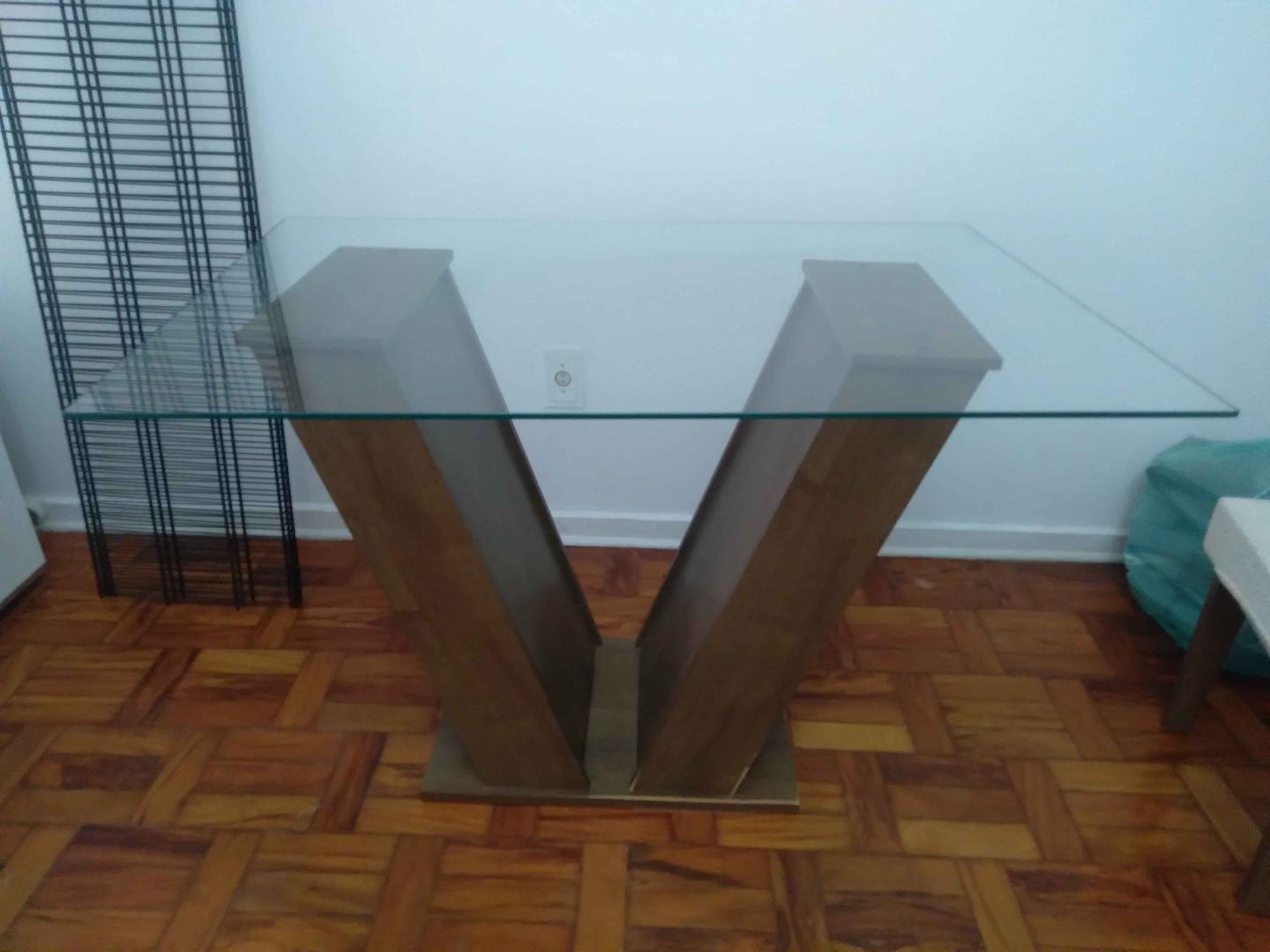 Mesa de jantar  em Vidro / MDF Marrom 78 cm x 120 cm x 80 cm