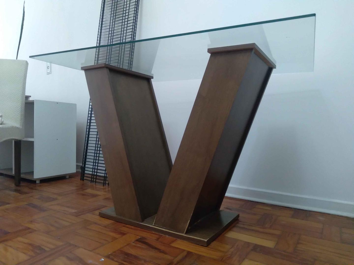 Mesa de jantar  em Vidro / MDF Marrom 78 cm x 120 cm x 80 cm