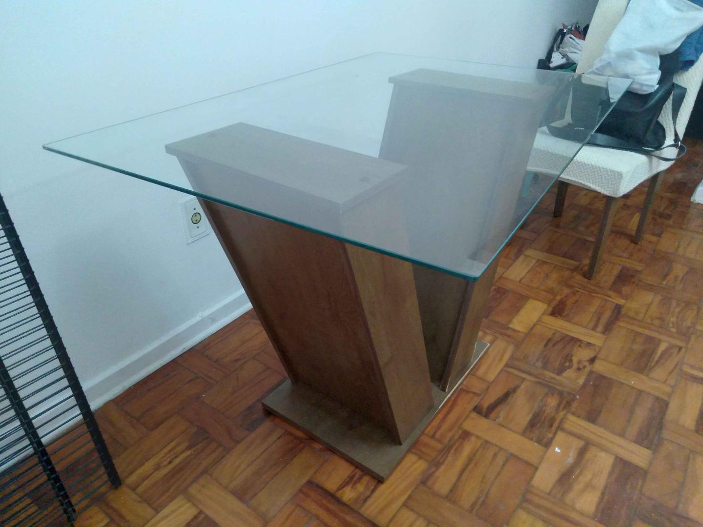 Mesa de jantar  em Vidro / MDF Marrom 78 cm x 120 cm x 80 cm