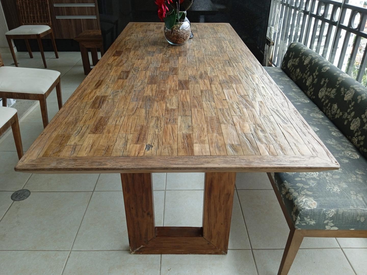 Mesa de jantar em Madeira Marrom 76 cm x 90 cm x 220 cm