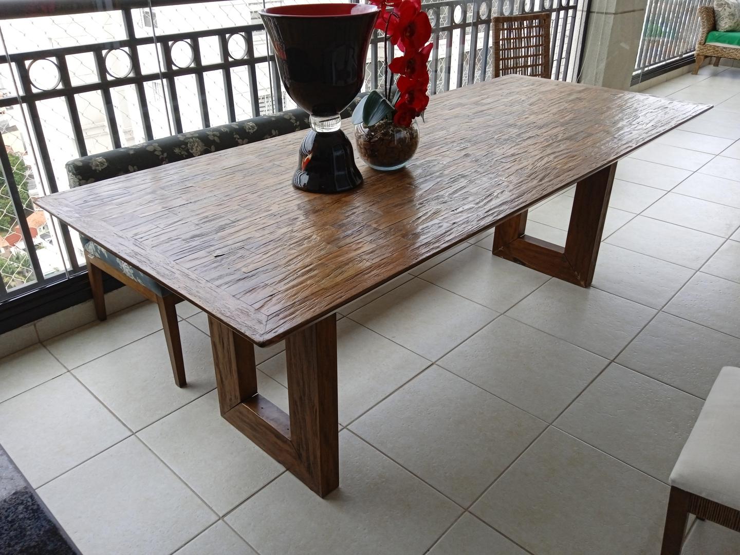 Mesa de jantar em Madeira Marrom 76 cm x 90 cm x 220 cm