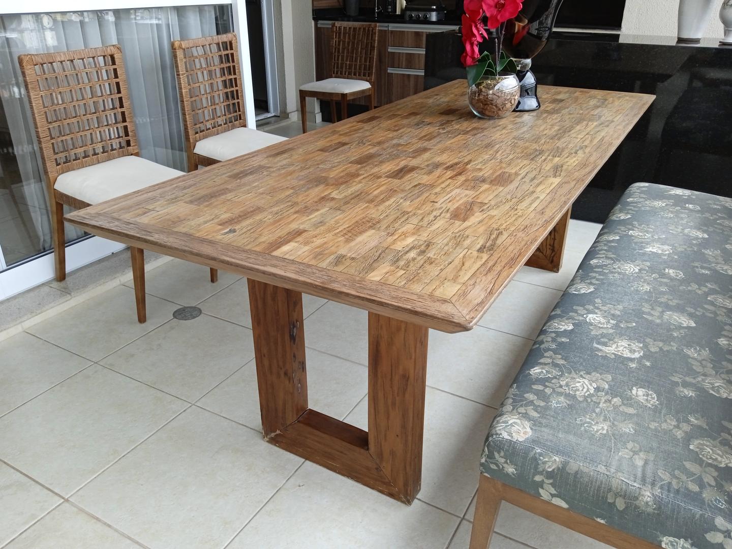 Mesa de jantar em Madeira Marrom 76 cm x 90 cm x 220 cm