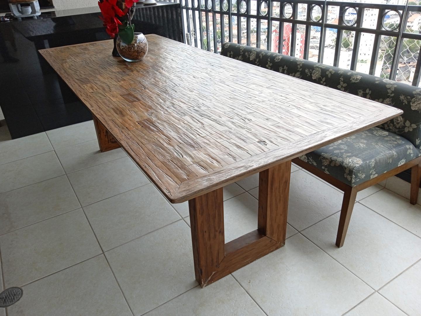 Mesa de jantar em Madeira Marrom 76 cm x 90 cm x 220 cm