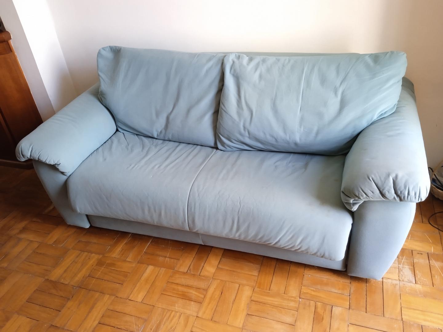 Sofa cama c/ 2 lugares em Estofado / Tecido Cinza 85 cm x 190 cm x 97 cm