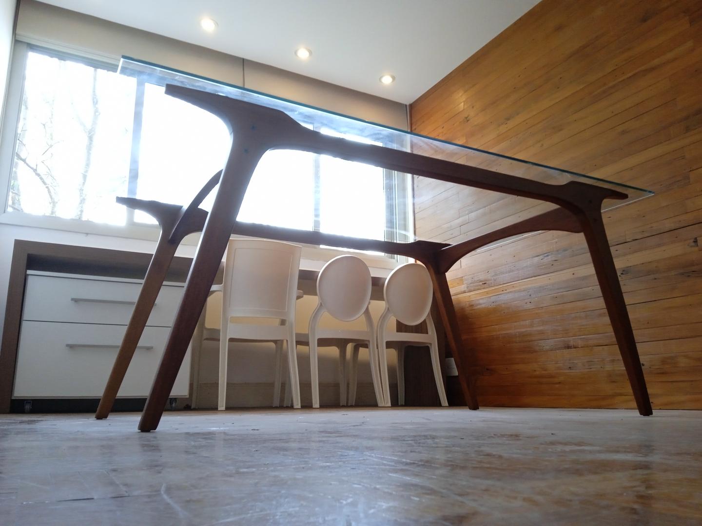 Mesa de jantar em Madeira / Vidro Marrom 78 cm x 180 cm x 95 cm