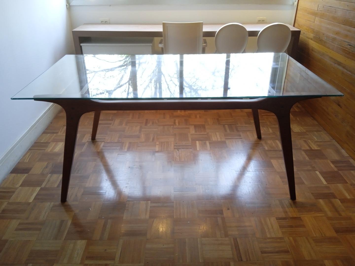 Mesa de jantar em Madeira / Vidro Marrom 78 cm x 180 cm x 95 cm