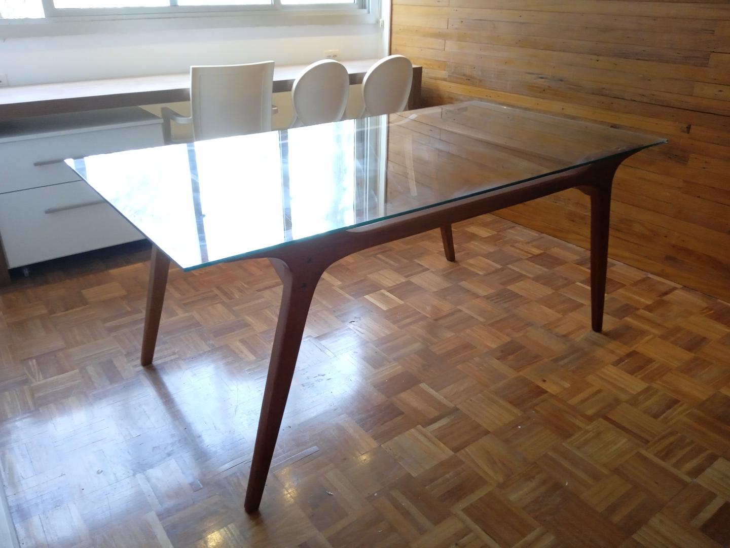 Mesa de jantar em Madeira / Vidro Marrom 78 cm x 180 cm x 95 cm