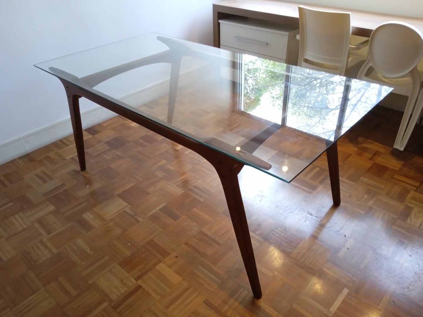 Mesa de jantar em Madeira / Vidro Marrom 78 cm x 180 cm x 95 cm