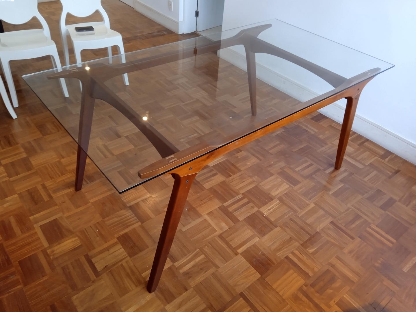 Mesa de jantar em Madeira / Vidro Marrom 78 cm x 180 cm x 95 cm