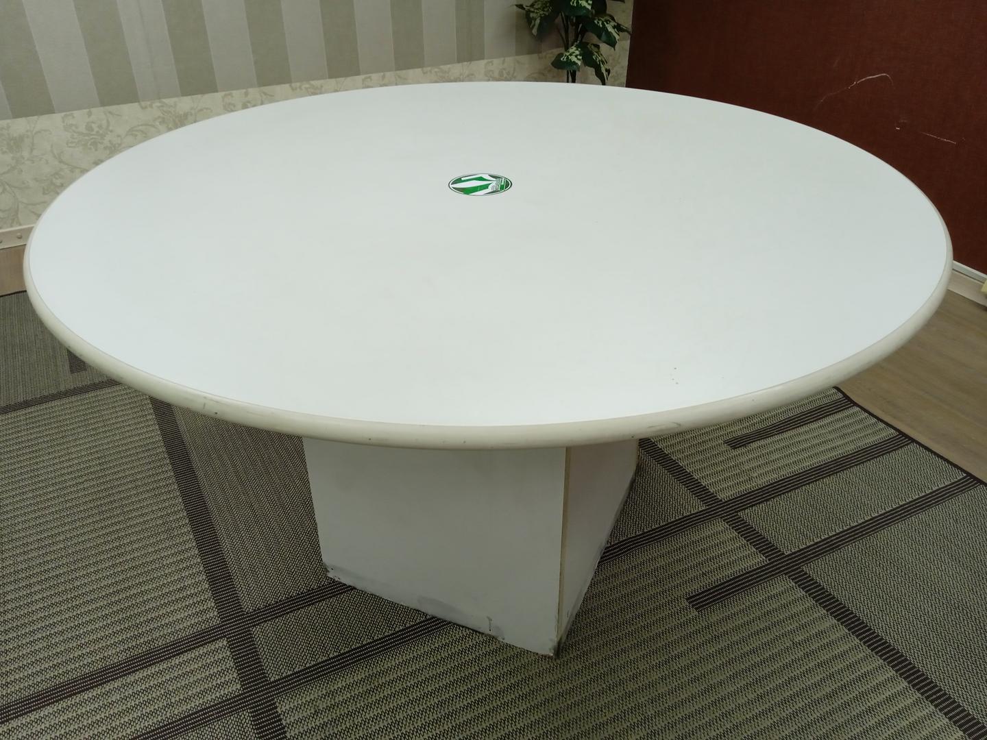 Mesa de Trabalho Redonda em MDF Branca 70 cm x 130 cm x 130 cm