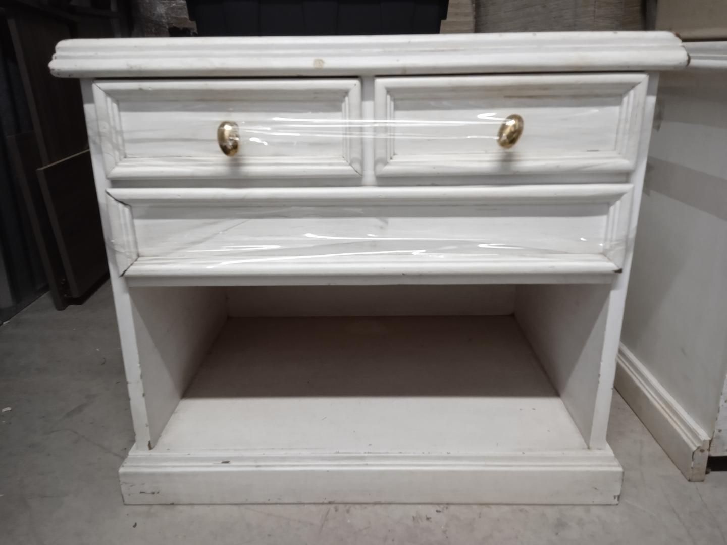 Mesa de cabeceira c/ 2 gavetas em Madeira Branco 56 cm x 64 cm x 45 cm