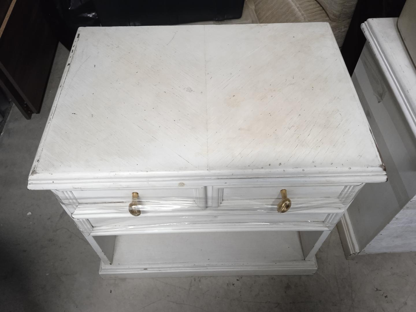 Mesa de cabeceira c/ 2 gavetas em Madeira Branco 56 cm x 64 cm x 45 cm