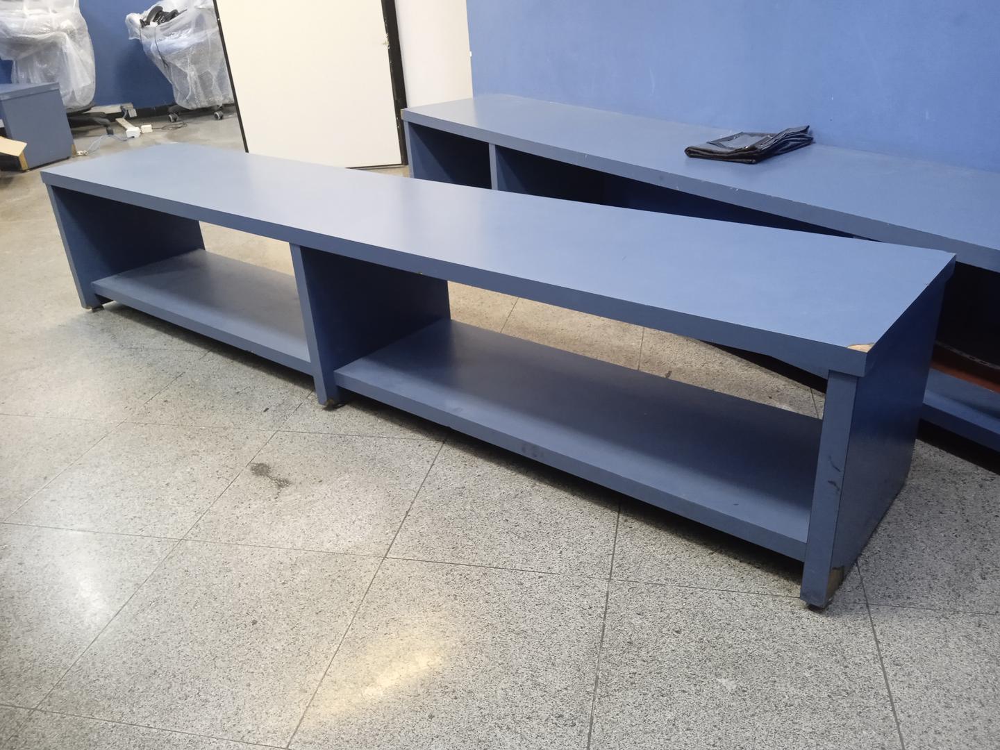 Banco em MDF Azul 40 cm x 210 cm x 40 cm