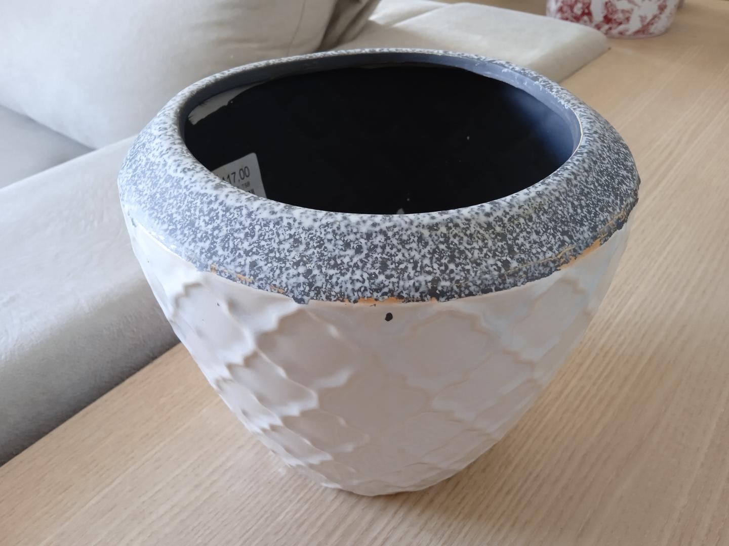 Vaso trento em Cerâmica Branco 16 cm x 20 cm x 20 cm