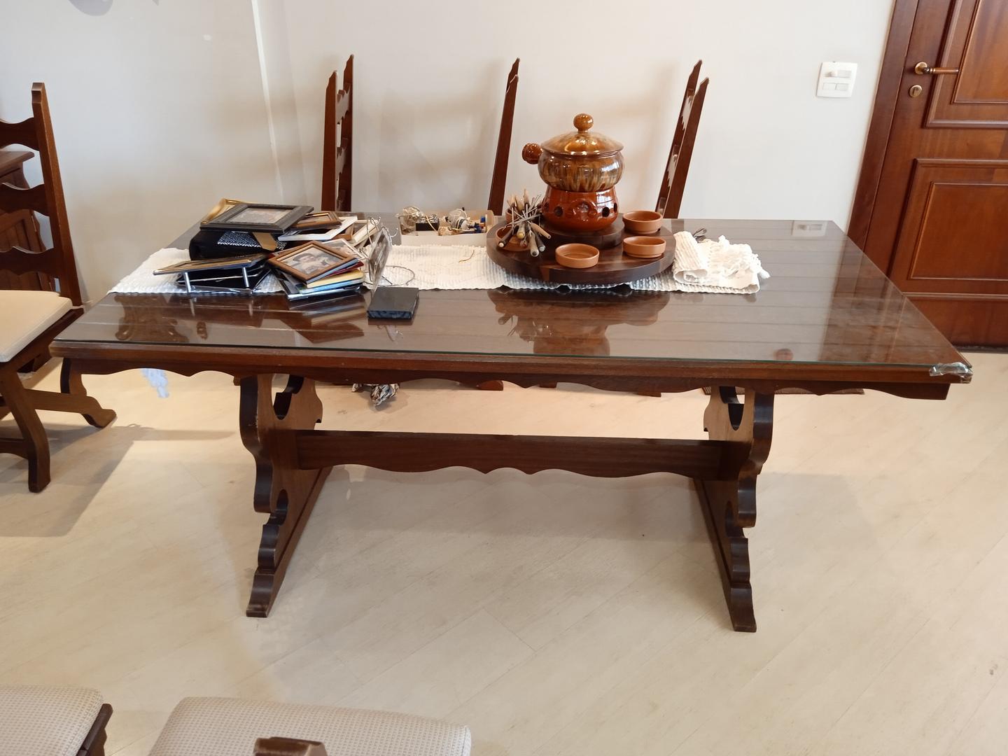 Mesa de jantar s/ cadeiras em Madeira Marrom 80 cm x 180 cm x 90 cm