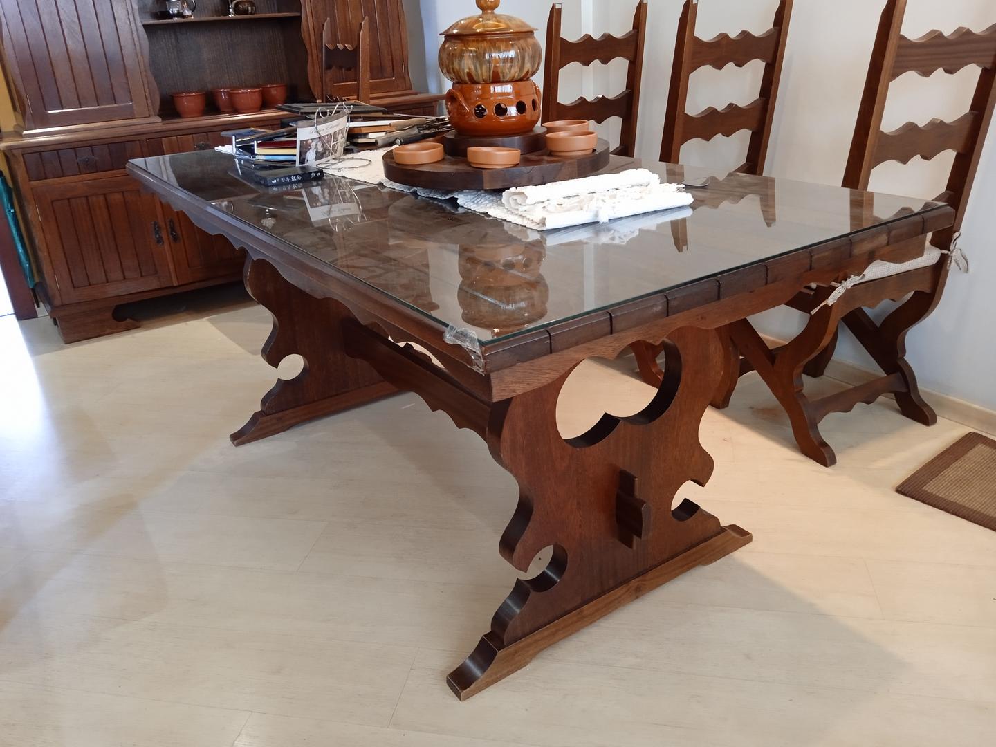 Mesa de jantar s/ cadeiras em Madeira Marrom 80 cm x 180 cm x 90 cm