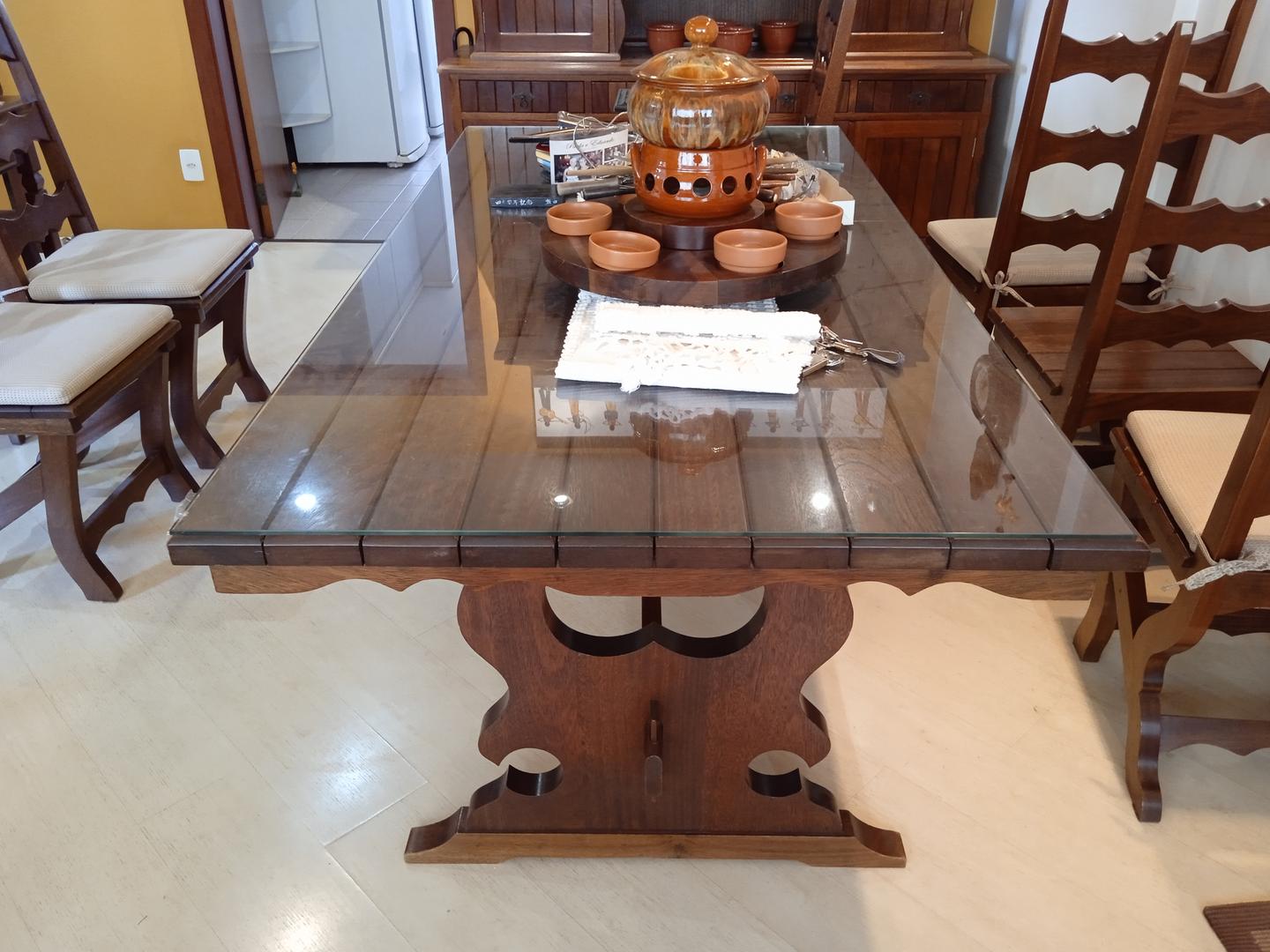 Mesa de jantar s/ cadeiras em Madeira Marrom 80 cm x 180 cm x 90 cm