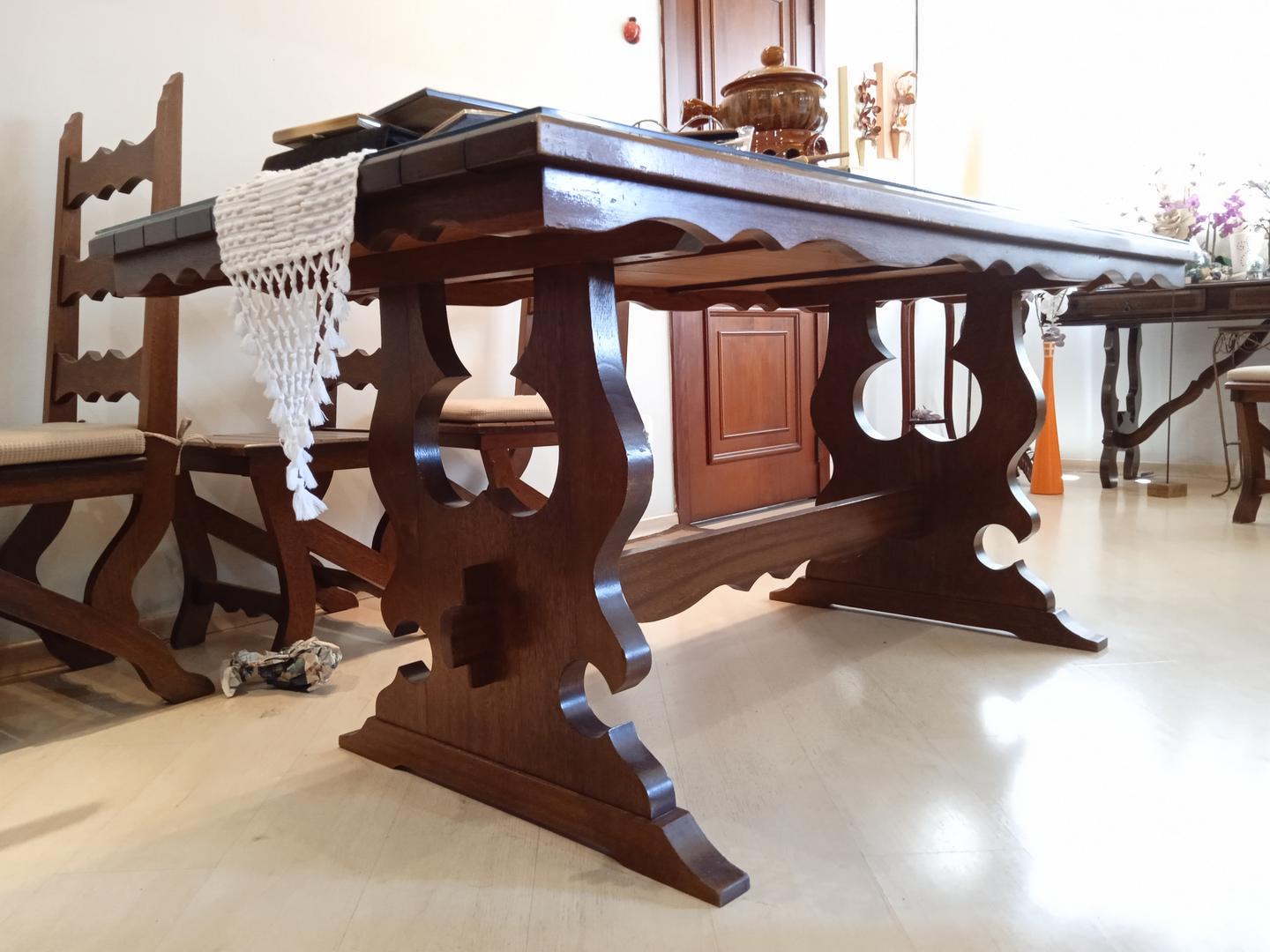 Mesa de jantar s/ cadeiras em Madeira Marrom 80 cm x 180 cm x 90 cm