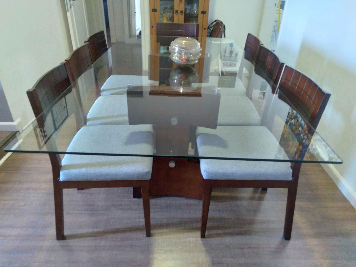 Mesa de jantar  em Madeira / Vidro Marrom 82 cm x 100 cm x 211 cm