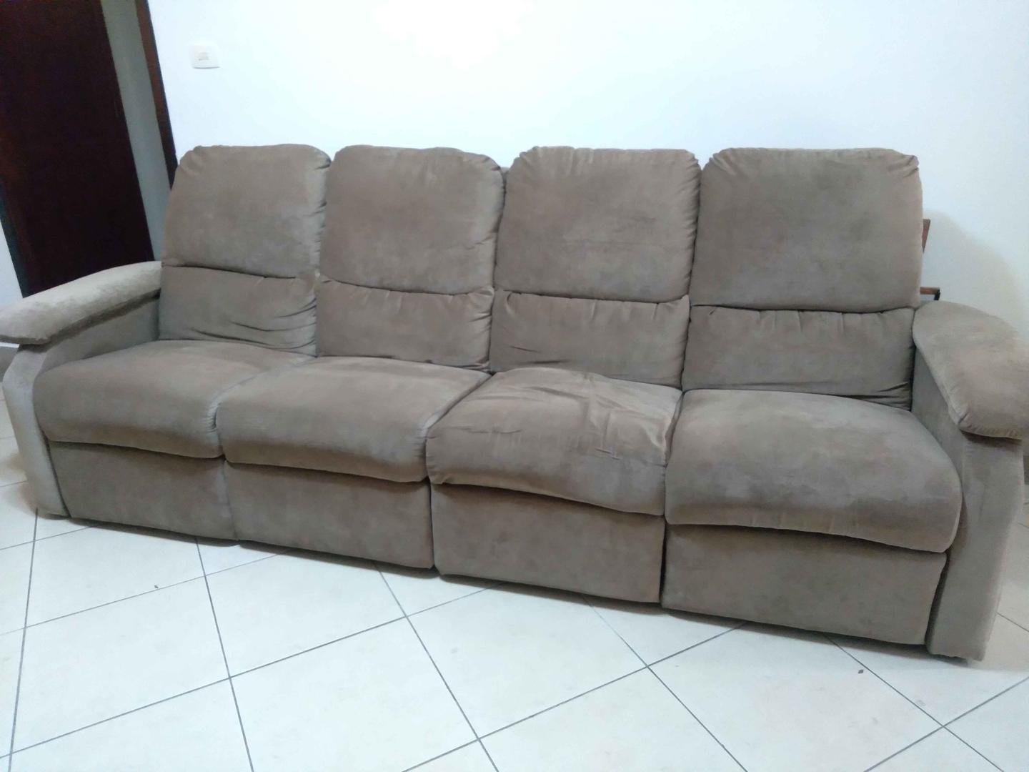 Sofá retrátil c/ 4 lugares  em Suede / Estofado Marrom 97 cm x 276 cm x 80 cm